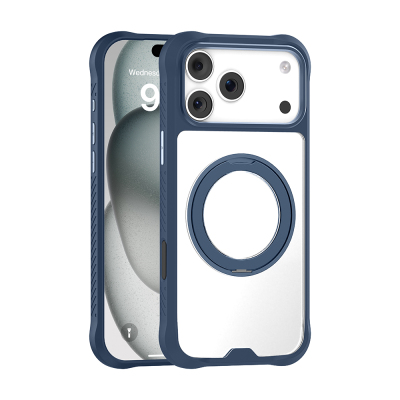 Apple iPhone 17 Pro Max Kılıf M-safe Şarj Özellikli Parmak Ring Standlı Airbag Tasarımlı Mutural Obsidian Serisi Kapak - Mutural