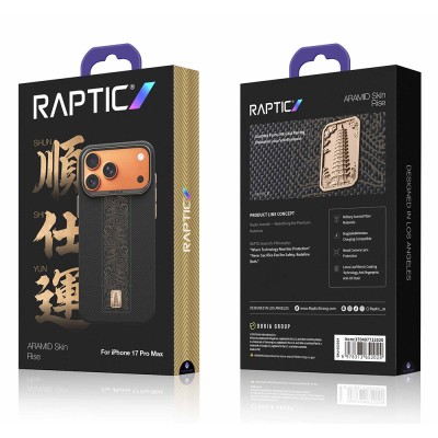 Apple iPhone 17 Pro Max Kılıf M-safe Şarj Özellikli Raptic Aramid Skin Rise Serisi 24 Ayar Altın Kaplamalı Karbon Kapak - 8