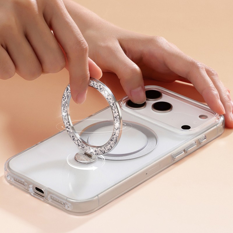 Apple iPhone 17 Pro Max Kılıf M-safe Şarj Özellikli Simli Standlı Pynana Dancing Circle Trendy Serisi Kapak - 11