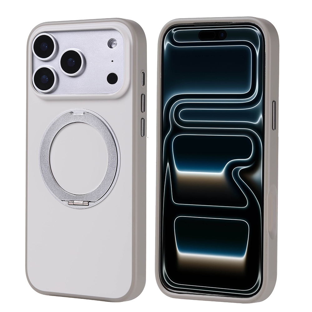 Apple iPhone 17 Pro Max Kılıf M-Safe Şarj Özellikli Standlı Zore Proton Silikon Kapak - Gri
