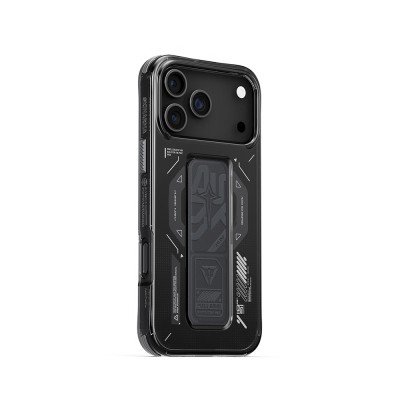Apple iPhone 17 Pro Max Kılıf M-safe Şarj Özellikli Teknoloji Desenli Skinarma Helio Mag Charge Standlı Kapak - 8