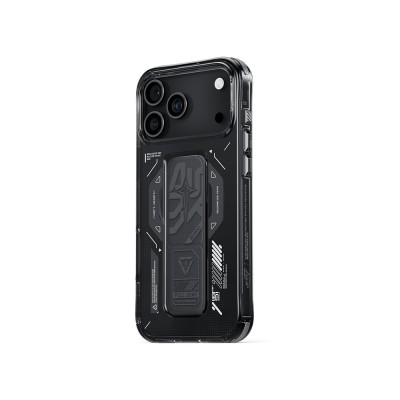 Apple iPhone 17 Pro Max Kılıf M-safe Şarj Özellikli Teknoloji Desenli Skinarma Helio Mag Charge Standlı Kapak - 9