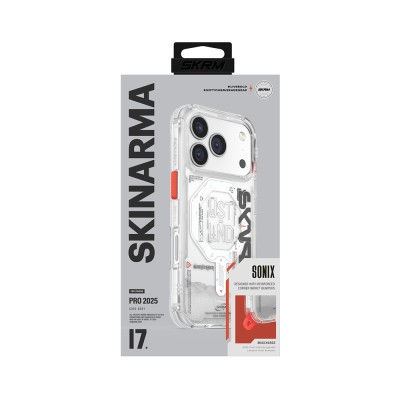 Apple iPhone 17 Pro Max Kılıf M-safe Şarj Özellikli Yazı Desenli Airbag Tasarımlı Skinarma Sonix Kapak - 10