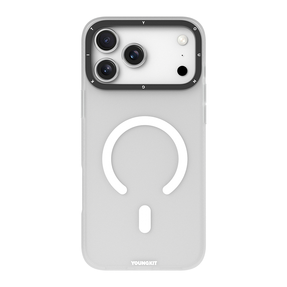 Apple iPhone 17 Pro Max Kılıf M-safe Şarj Özellikli Youngkit Hidden Sand Serisi Kapak - Beyaz