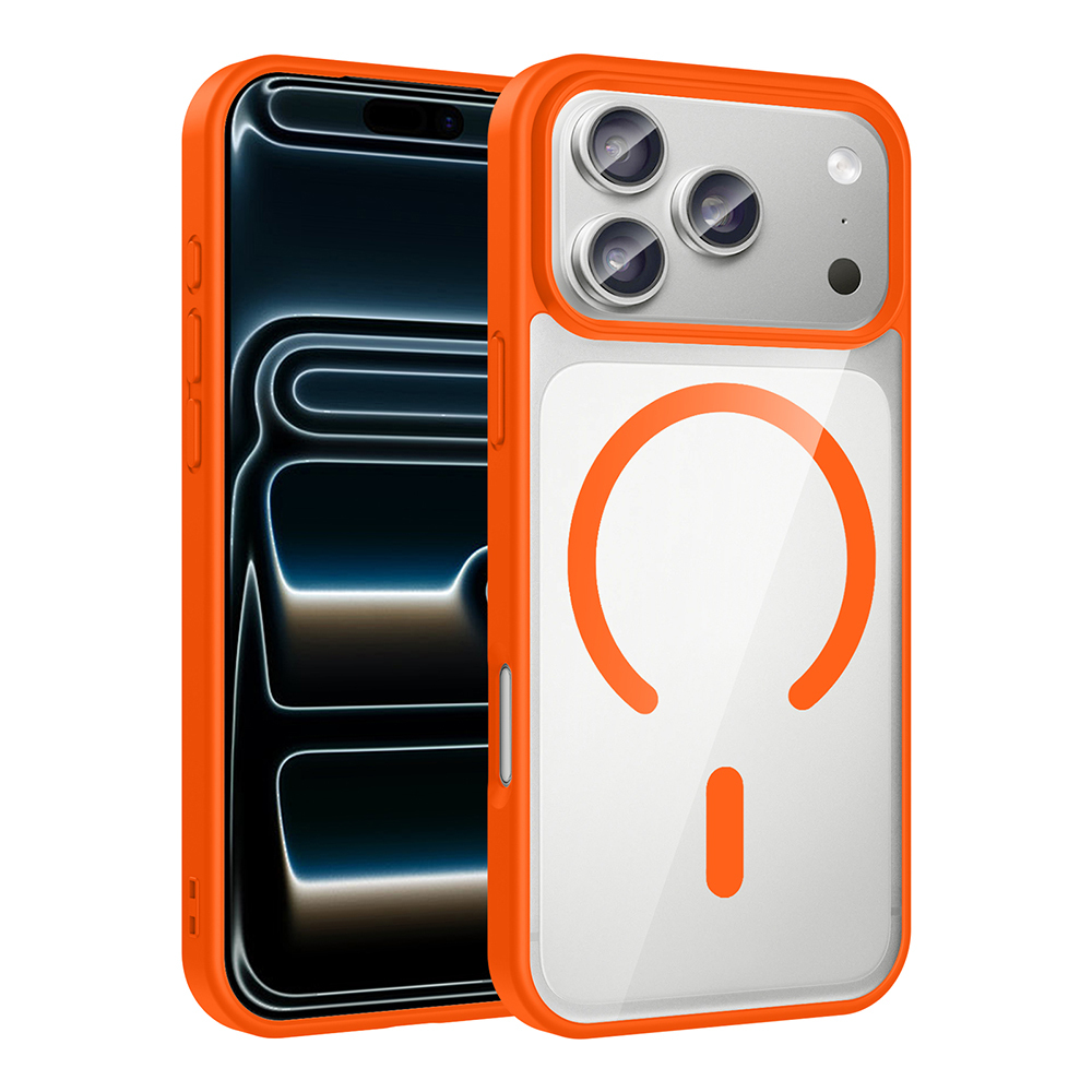 iPhone 17 Pro Max Kılıf M-safe Wireless Şarj Özellikli Silikon NXXA Ege Kapak - Turuncu