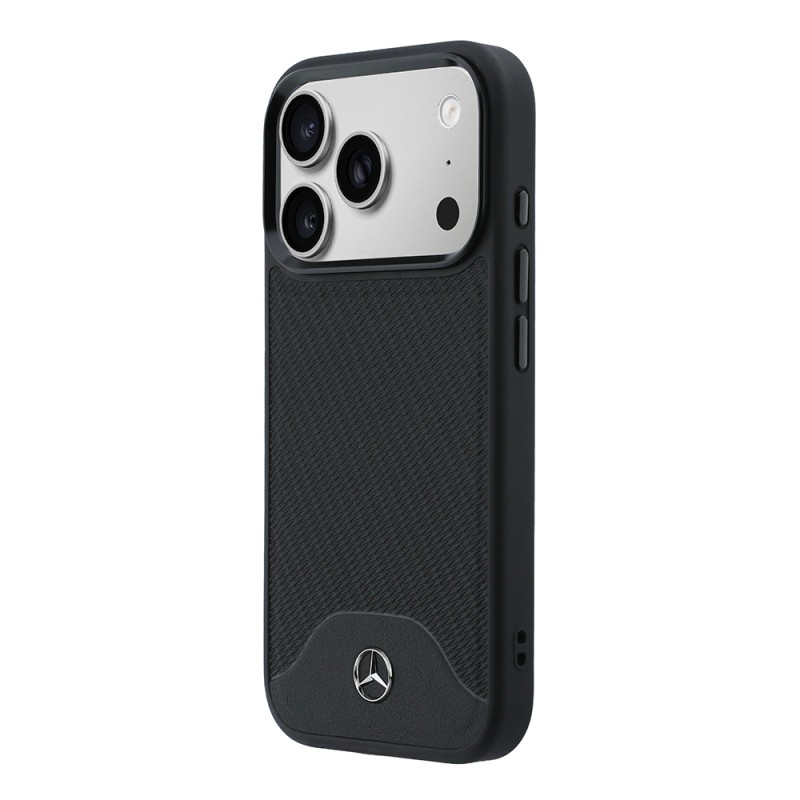 Apple iPhone 17 Pro Max Kılıf Mercedes Benz Orjinal Lisanslı M-safe Şarj Özellikli 3D Metal Logolu Wood Deri Dokumalı Kapak - 2