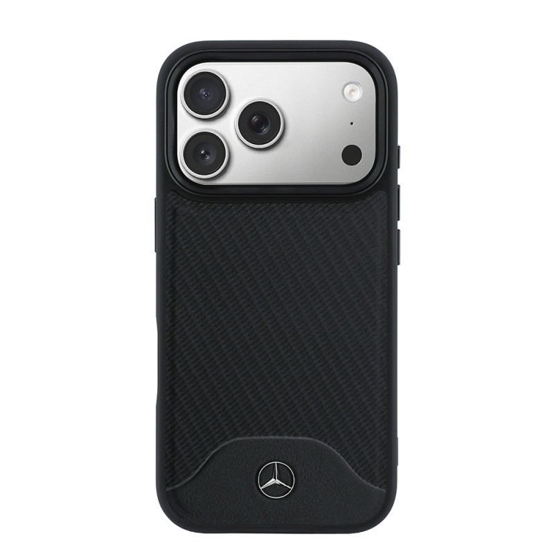 Apple iPhone 17 Pro Max Kılıf Mercedes Benz Orjinal Lisanslı M-safe Şarj Özellikli 3D Metal Logolu Wood Deri Dokumalı Kapak - 3