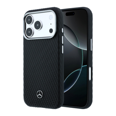 Apple iPhone 17 Pro Max Kılıf Mercedes Benz Orjinal Lisanslı M-safe Şarj Özellikli 3D Metal Logolu Wrap Wood Deri Kapak - Mercedes Benz
