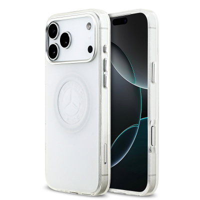 Apple iPhone 17 Pro Max Kılıf Mercedes Benz Orjinal Lisanslı M-safe Şarj Özellikli Buzlu PC Nostaljik Yıldız Dizayn Kapak - Mercedes Benz