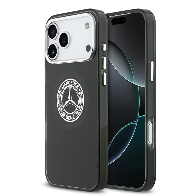Apple iPhone 17 Pro Max Kılıf Mercedes Benz Orjinal Lisanslı M-safe Şarj Özellikli Çift Katmanlı PC Nostaljik Yıldız Dizayn Kapak - 3