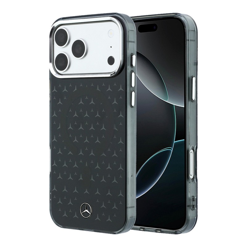 Apple iPhone 17 Pro Max Kılıf Mercedes Benz Orjinal Lisanslı M-Safe Şarj Özellikli Çift Katmanlı Yıldız Desenli Dizayn Kapak - 9