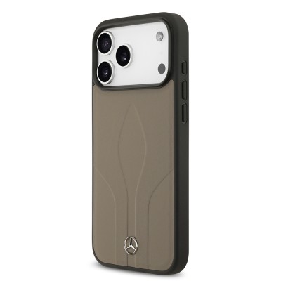 Apple iPhone 17 Pro Max Kılıf Mercedes Benz Orjinal Lisanslı M-safe Şarj Özellikli Dokulu Desenli Deri Kapak - 11