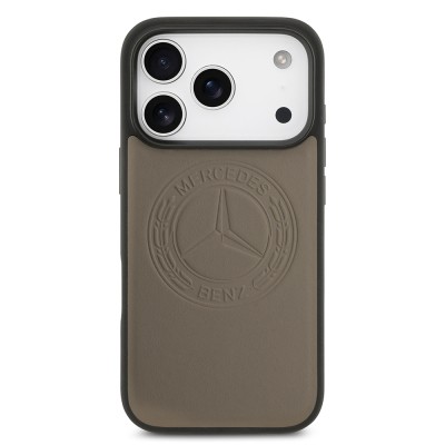 Apple iPhone 17 Pro Max Kılıf Mercedes Benz Orjinal Lisanslı M-safe Şarj Özellikli Hakiki Deri Nostaljik Yıldız Dizayn Kapak - 12