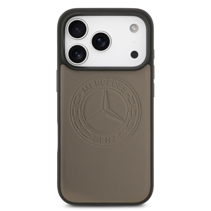 Apple iPhone 17 Pro Max Kılıf Mercedes Benz Orjinal Lisanslı M-safe Şarj Özellikli Hakiki Deri Nostaljik Yıldız Dizayn Kapak - 12