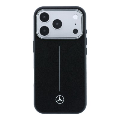 Apple iPhone 17 Pro Max Kılıf Mercedes Benz Orjinal Lisanslı M-safe Şarj Özellikli Metal Yıldız Logolu Çizgili Deri Kapak - 3
