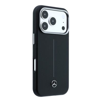 Apple iPhone 17 Pro Max Kılıf Mercedes Benz Orjinal Lisanslı M-safe Şarj Özellikli Metal Yıldız Logolu Çizgili Deri Kapak - 4
