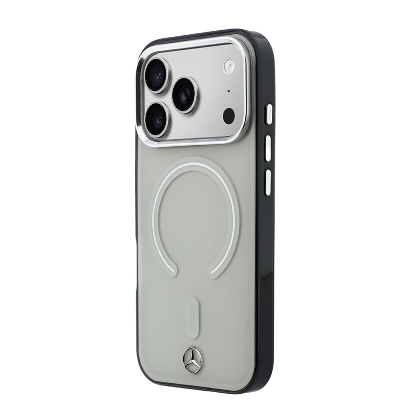 Apple iPhone 17 Pro Max Kılıf Mercedes Benz Orjinal Lisanslı M-safe Şarj Özellikli Saydam Yüzey İkonik 3D Metal Logolu Kapak - 2