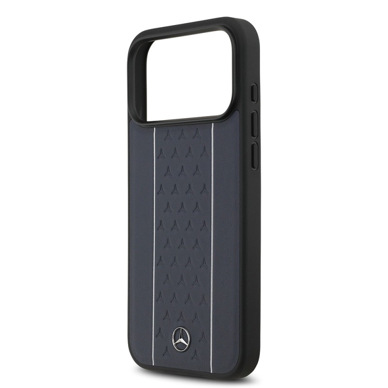 Apple iPhone 17 Pro Max Kılıf Mercedes Benz Orjinal Lisanslı M-safe Şarj Özellikli Şeritli Yıldız Desenli Metal Logolu Deri Kapak - 8