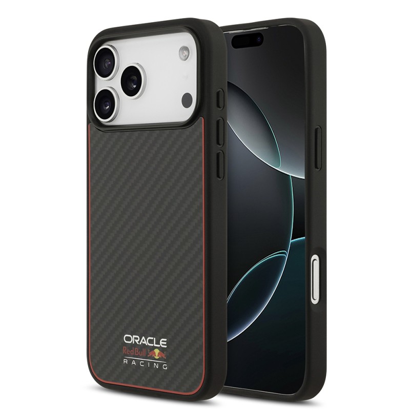 Apple iPhone 17 Pro Max Kılıf Redbull Orjinal Lisanslı M-safe Şarj Özellikli Karbon Fiber Parlayan Logolu Kapak - 1