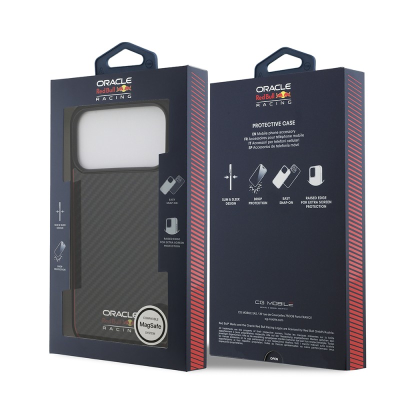 Apple iPhone 17 Pro Max Kılıf Redbull Orjinal Lisanslı M-safe Şarj Özellikli Karbon Fiber Parlayan Logolu Kapak - 9