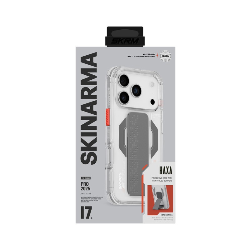 Apple iPhone 17 Pro Max Kılıf Skinarma M-Safe Şarj Özellikli Airbag Tasarımlı Standlı Haxa Kapak - 8