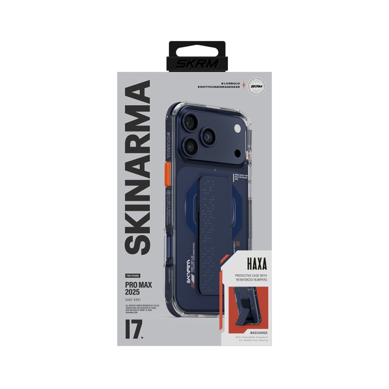 Apple iPhone 17 Pro Max Kılıf Skinarma M-Safe Şarj Özellikli Airbag Tasarımlı Standlı Haxa Kapak - 14