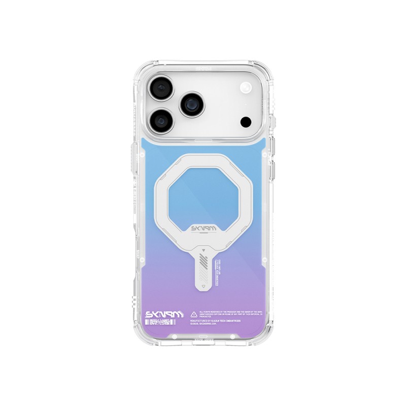 Apple iPhone 17 Pro Max Kılıf Skinarma M-Safe Şarj Özellikli IML Baskılı Holografik MYST Kapak - 3