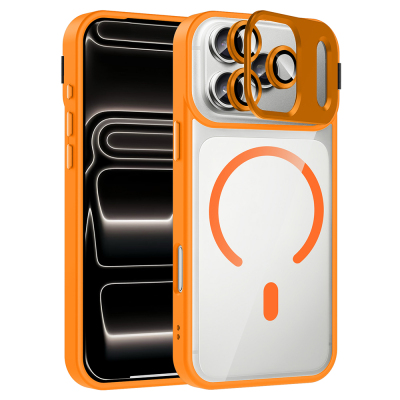 Apple iPhone 17 Pro Max Kılıf Standlı ve Kamera Lens Hediyeli M-Safe Şarj Özellikli Zore Etro Kapak - Zore