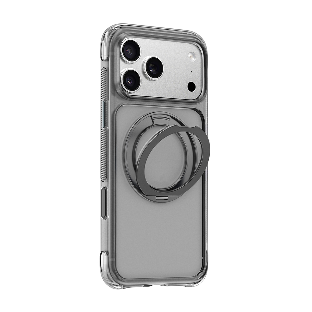 Apple iPhone 17 Pro Max Kılıf Wiwu AG-203 AeroGuard Ultra Serisi M-safe Şarj Özellikli Airbag Tasarımlı Standlı Kapak - Gri