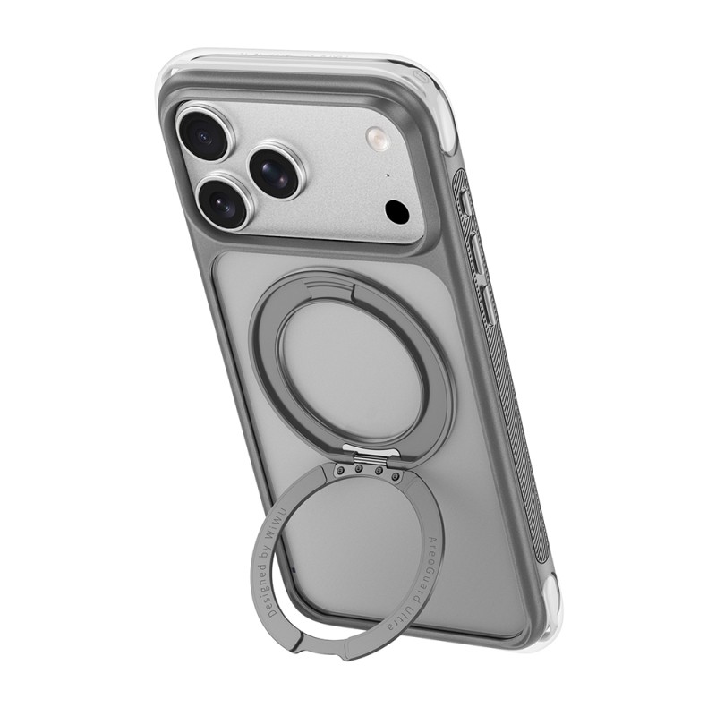 Apple iPhone 17 Pro Max Kılıf Wiwu AG-203 AeroGuard Ultra Serisi M-safe Şarj Özellikli Airbag Tasarımlı Standlı Kapak - 9