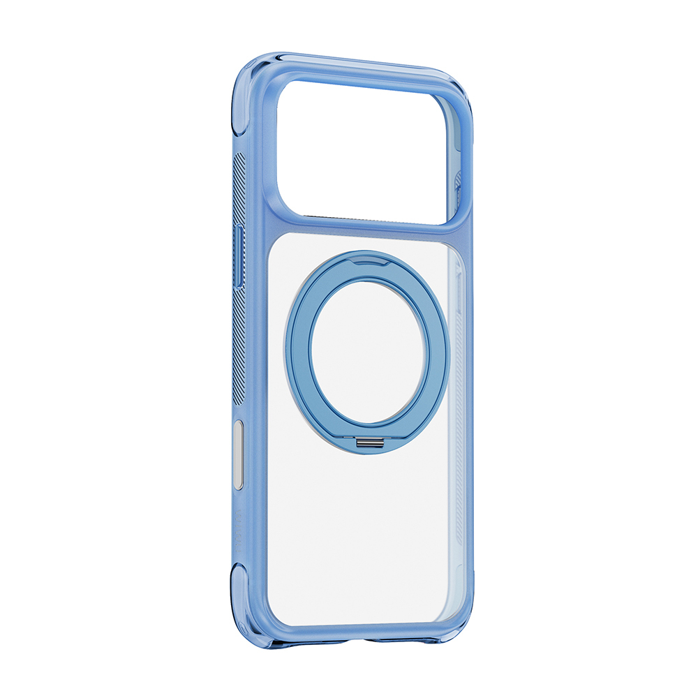 Apple iPhone 17 Pro Max Kılıf Wiwu AG-203 AeroGuard Ultra Serisi M-safe Şarj Özellikli Airbag Tasarımlı Standlı Kapak - Açık Mavi