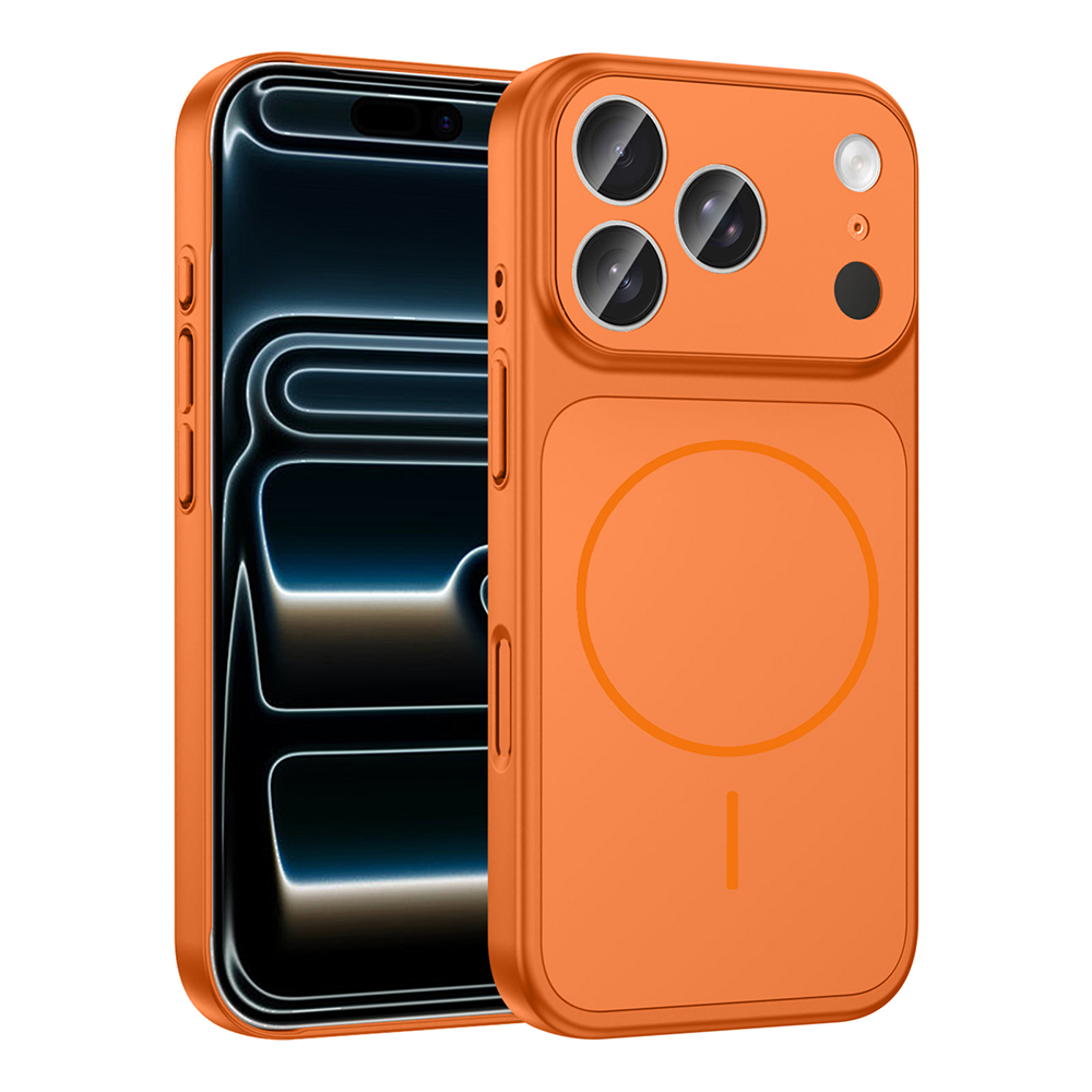 Apple iPhone 17 Pro Max Kılıf Zore M-Safe Şarj Özellikli Kamera Korumalı Formen Kapak - Turuncu