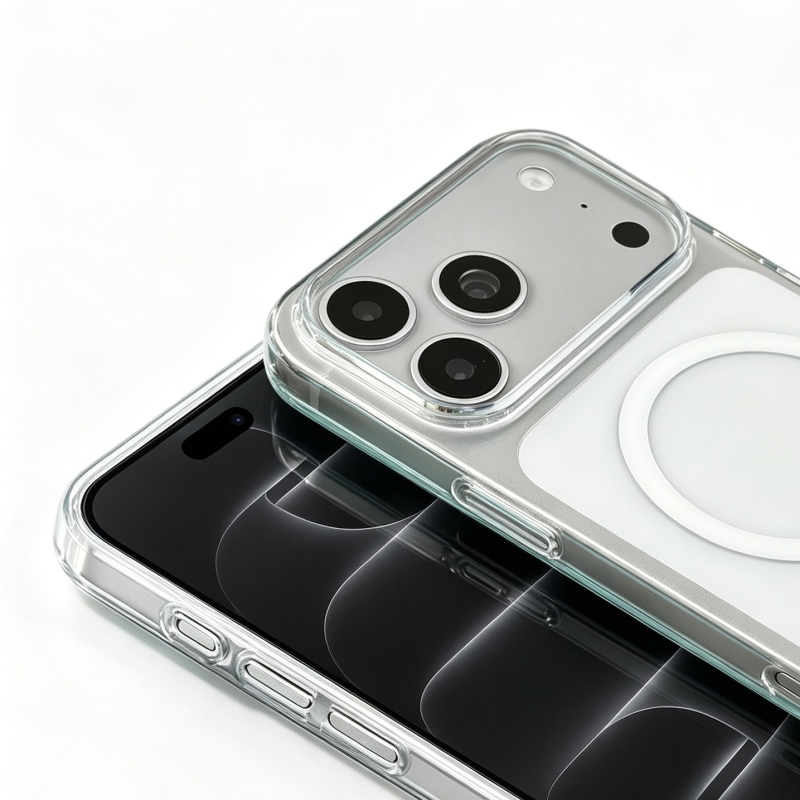 Apple iPhone 17 Pro Max Kılıf Zore M-safe Şarj Özellikli Şeffaf Tek Kamera Çerçeveli Porto Kapak - 3