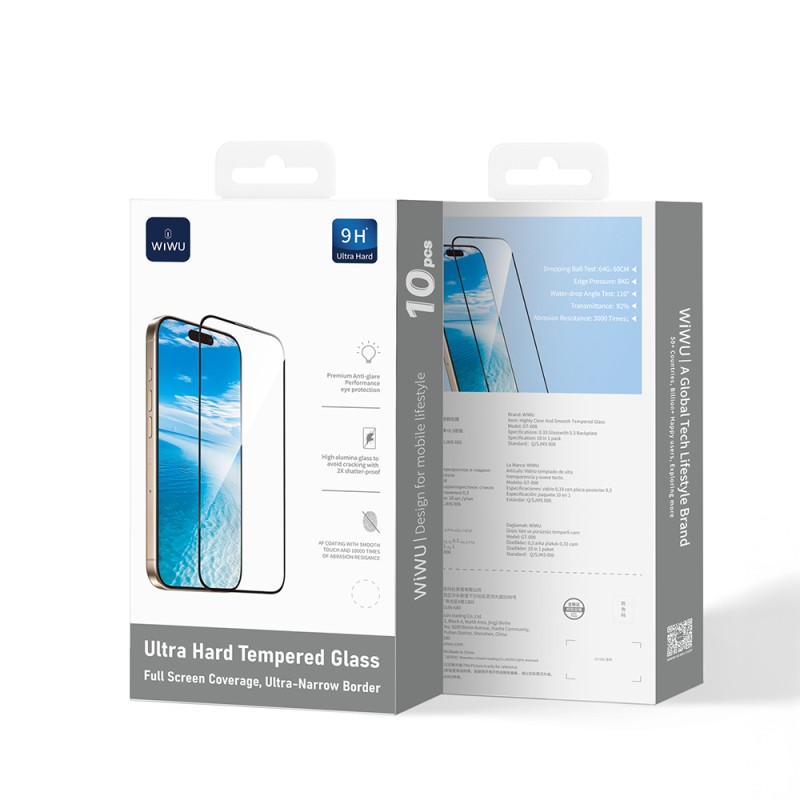 Apple iPhone 17 Pro Max Wiwu GT-008 Polymer Oleophobic Coating Transparent Smooth Tempered Glass Screen Protector 10-Pack - 3