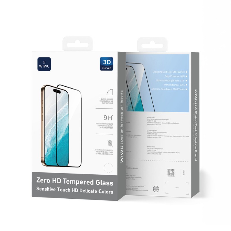 Apple iPhone 17 Pro Max Wiwu GT-026 Zero Curved Parmak İzi Bırakmayan Temperli Cam Ekran Koruyucu - 3