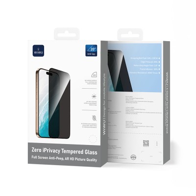 Apple iPhone 17 Pro Max Wiwu GT-027 Zero Curved Privacy Parmak İzi Bırakmayan Temperli Cam Ekran Koruyucu - 3