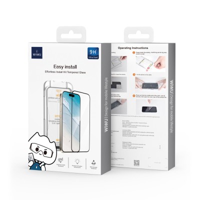 Apple iPhone 17 Pro Max Wiwu SQ-008 Oleofobik Easy Install Darbeye Karşı Dayanıklı Temperli Cam Ekran Koruyucu + Kolay Uygulama Aparatlı - 13