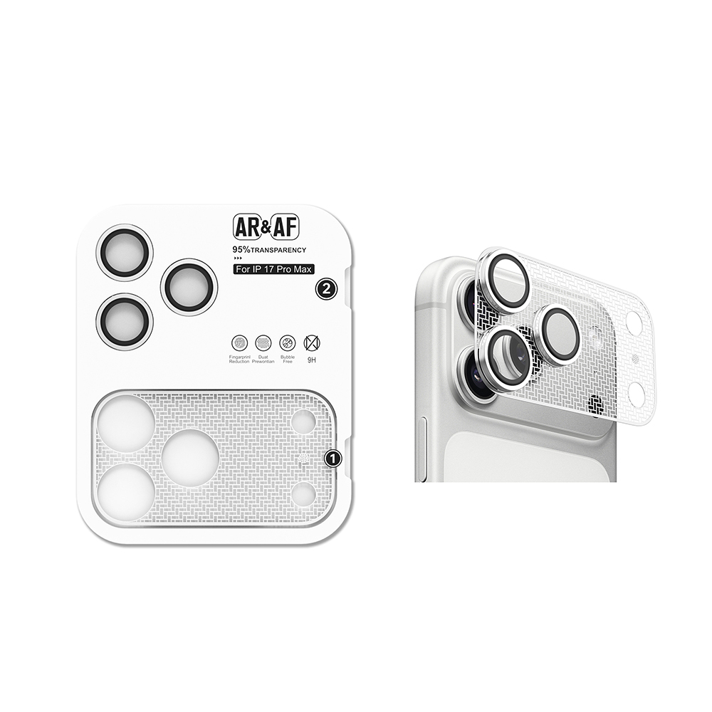 Apple iPhone 17 Pro Max Zore CL-22 Parmak İzi Bırakmayan Anti-Reflective 2in1 Kamera Lens Koruyucu - Gümüş