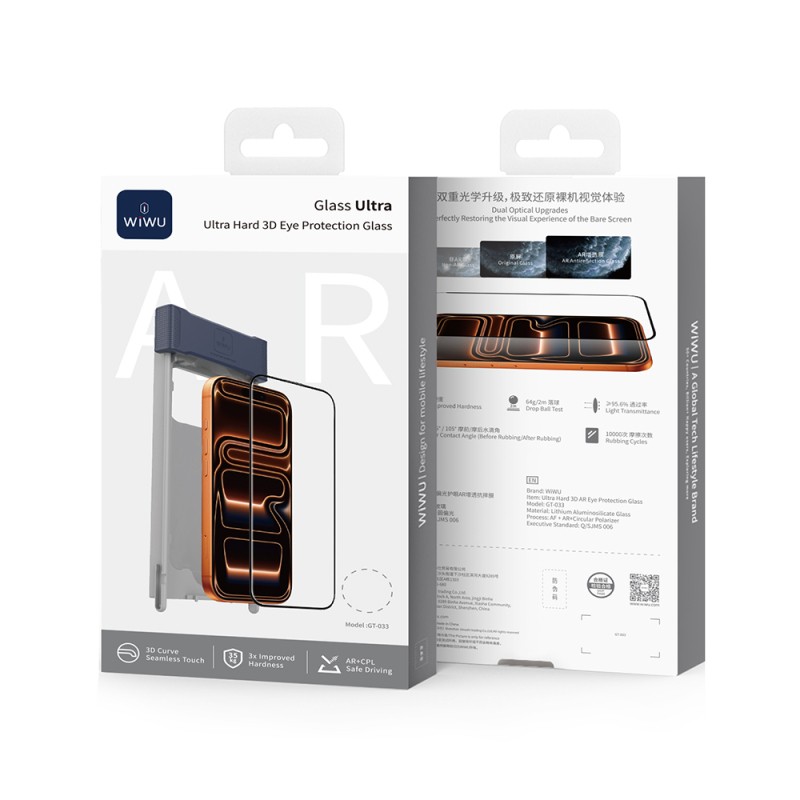 Apple iPhone 17 Pro Wiwu GT-033 Glass Ultra Series 3D Anti-Reflective Screen Protector + Easy Application Tool - 6