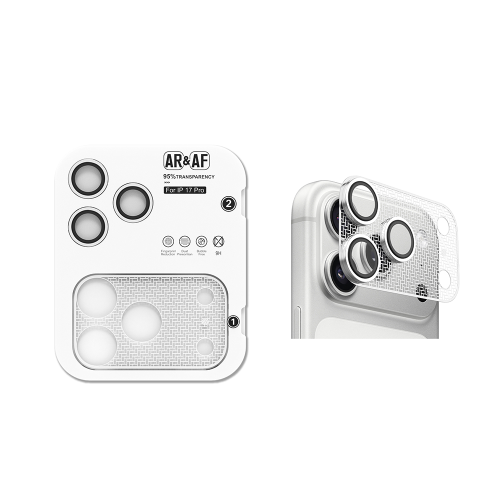 Apple iPhone 17 Pro Zore CL-22 Parmak İzi Bırakmayan Anti-Reflective 2in1 Kamera Lens Koruyucu - Gümüş