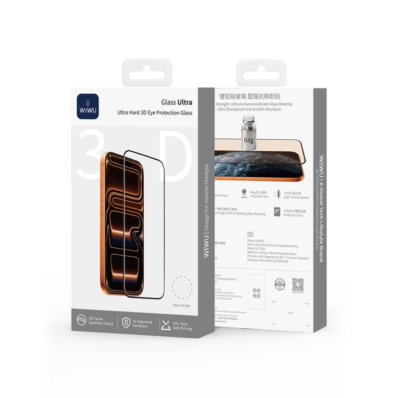Apple iPhone 17 Wiwu GT-030 3D Scratch-Resistant Tempered Glass Screen Protector - 5