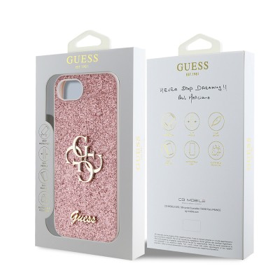 Apple iPhone 17E Kılıf Guess Orjinal Lisanslı 4G Büyük Metal Logolu Glitter Kapak - 17