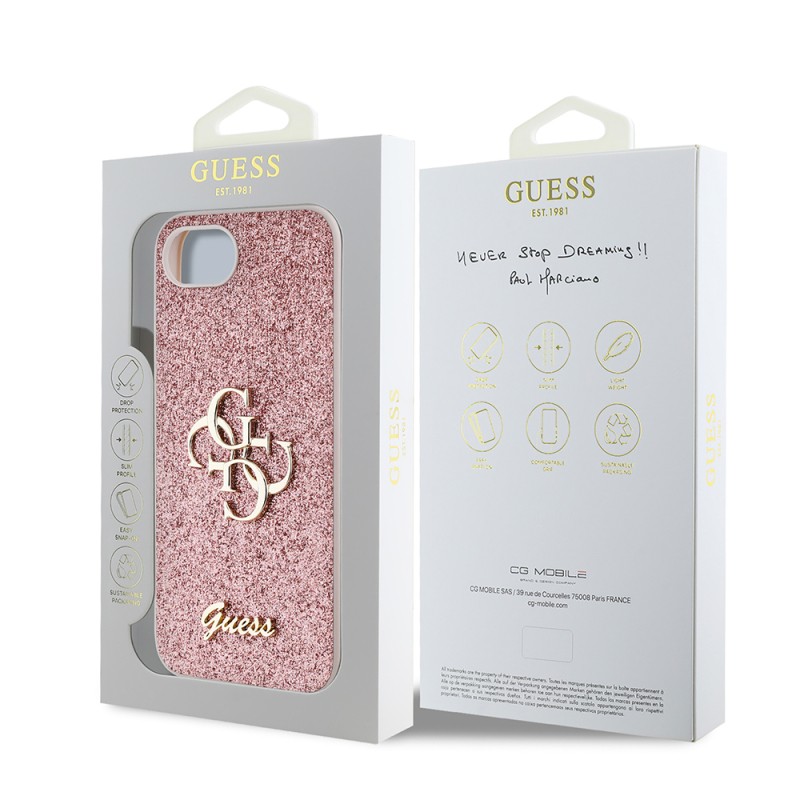 Apple iPhone 17E Kılıf Guess Orjinal Lisanslı 4G Büyük Metal Logolu Glitter Kapak - 17