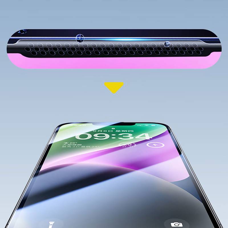 Apple iPhone 17E Wiwu CZ-003 Mavi Işık Teknolojili Hidrofobik ve Oleofobik Parlama Önleyici Cam Ekran Koruyucu - 2