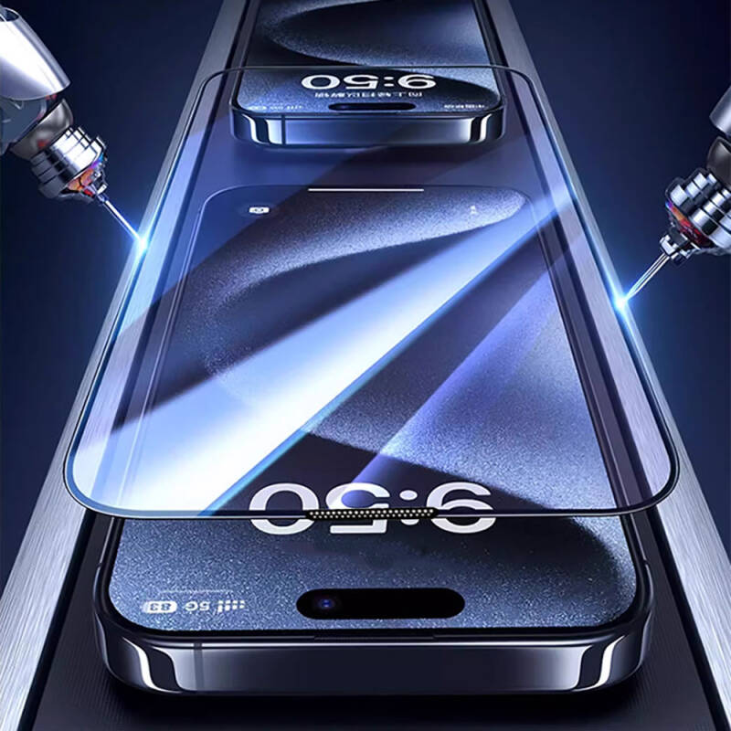 Apple iPhone 17E Wiwu GT-008 Polimer Oleofobik Kaplama Şeffaf Pürüzsüz Temperli Cam Ekran Koruyucu 10'lu Paket - 8