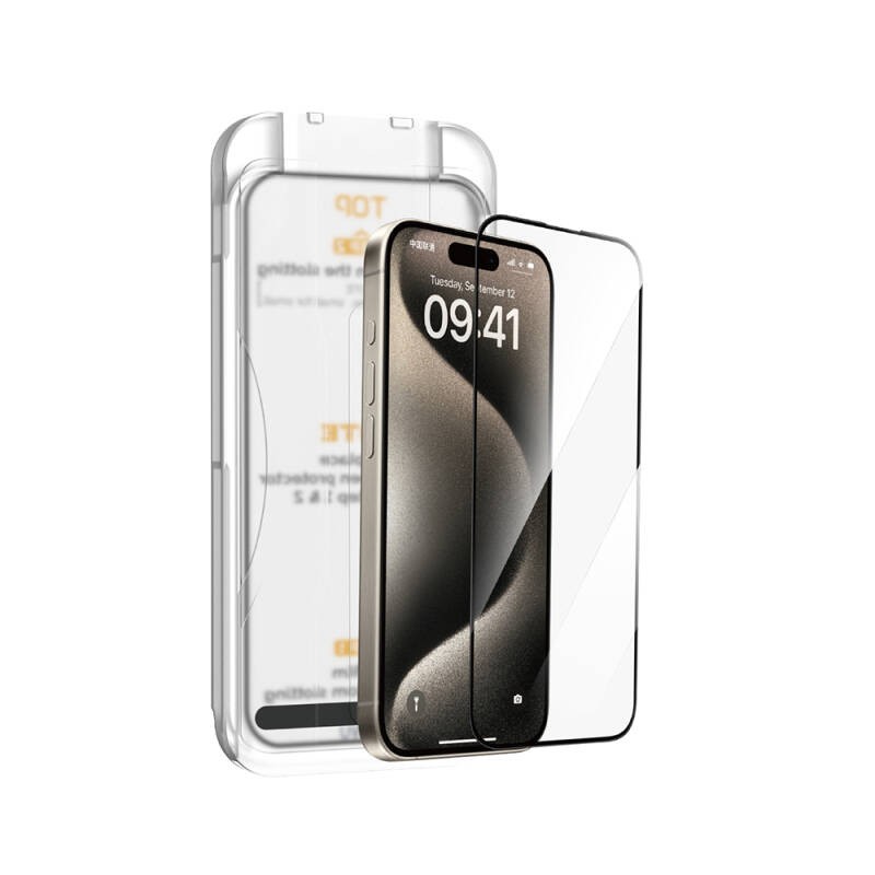Apple iPhone 17E Wiwu SQ-008 Oleophobic Easy Install Shockproof Tempered Glass Screen Protector + Easy Application Tool - 1