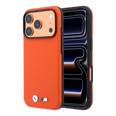 Apple iPhone 18 Pro Case BMW Original Licensed M-safe Charging Enabled Metal Logo Carbon Fiber Kevlar Cover - 1