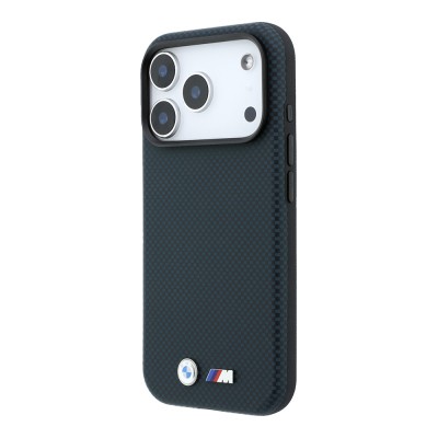 Apple iPhone 18 Pro Case BMW Original Licensed M-safe Charging Enabled Metal Logo Carbon Fiber Kevlar Cover - 7