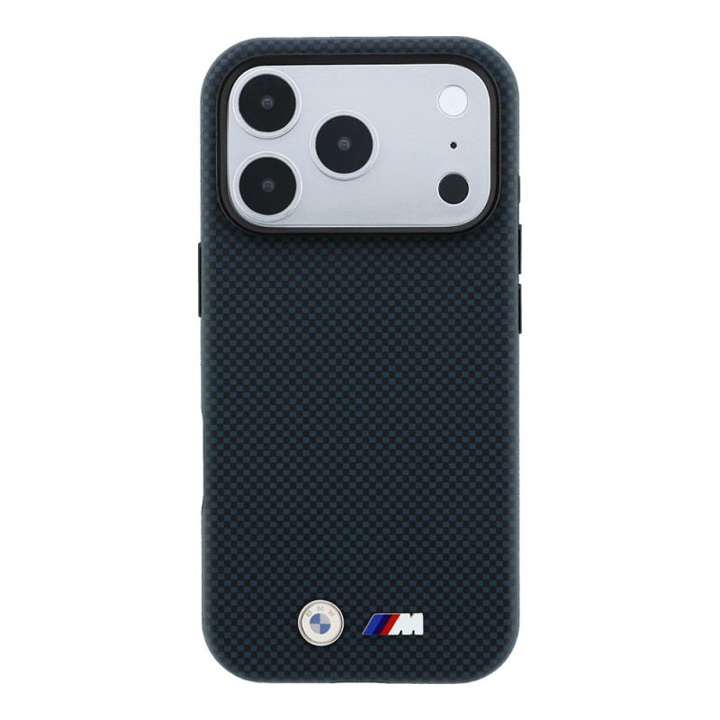 Apple iPhone 18 Pro Case BMW Original Licensed M-safe Charging Enabled Metal Logo Carbon Fiber Kevlar Cover - 11