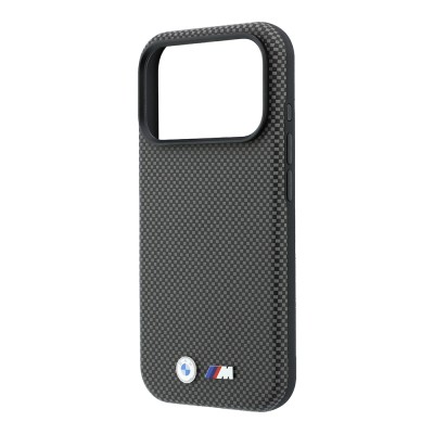 Apple iPhone 18 Pro Case BMW Original Licensed M-safe Charging Enabled Metal Logo Carbon Fiber Kevlar Cover - 24